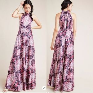 💯%Anthropologie Serena Halter Maxi Dress